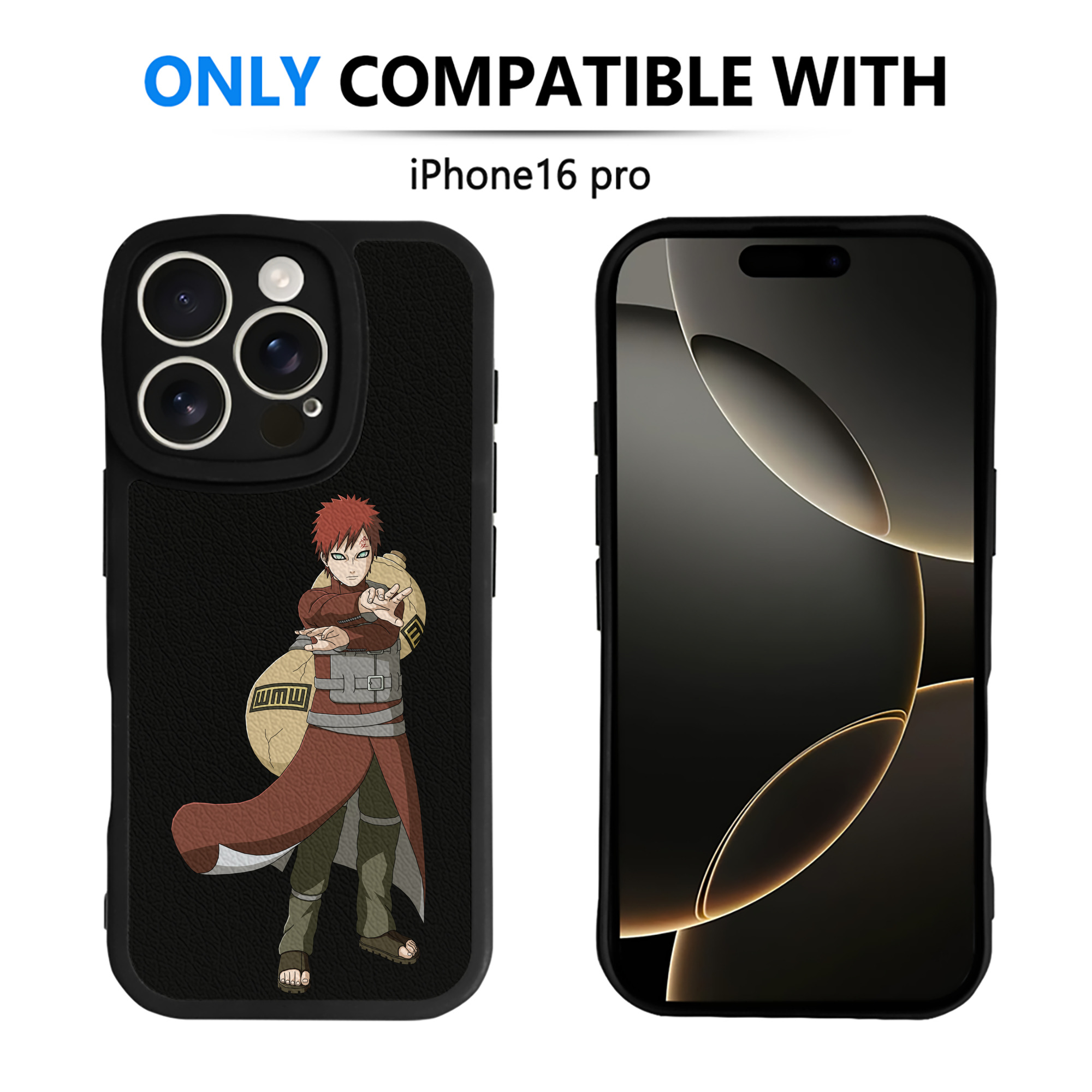 （画像用） NARUTO -ナルト- ガアラ Gaara 【iPhone 16シリーズ対応】シリコンスマホケース（レザー調） 材質：シリコン